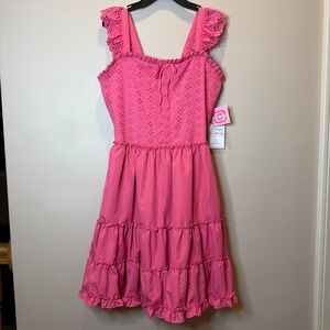 NWT Rare Editions Short Sleeve Flutter Empire Waist Dress Pink Girls Size 14.5